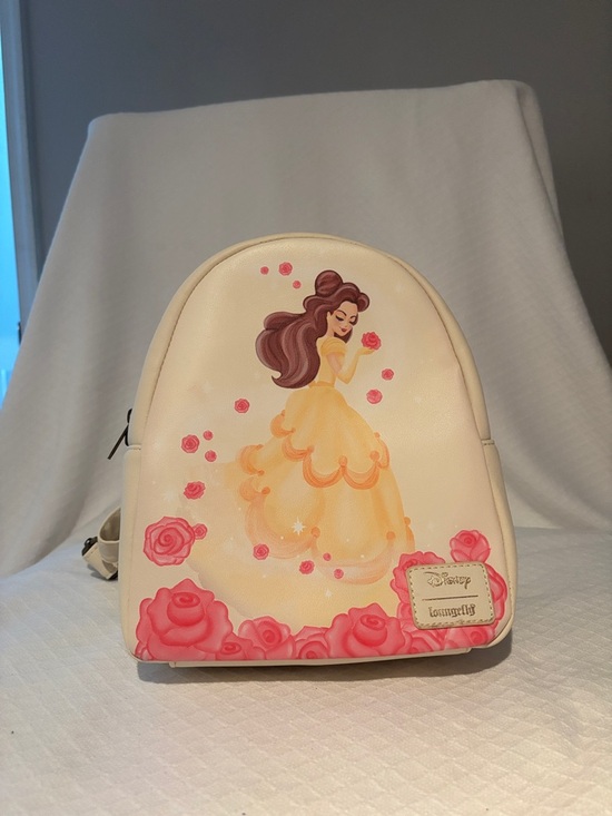 Loungefly Handbags - Loungefly Cream & Yellow Disney Belle Mini Backpack with Pink Rose Accents